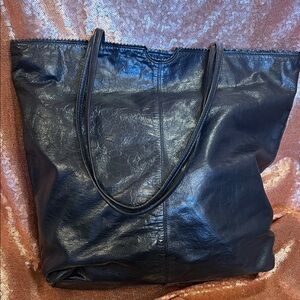 latico Black Leather Tote with Double Shoulder Straps
